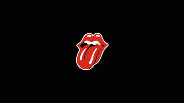 Обои на рабочий стол Логотип Rolling Stones на черном фоне