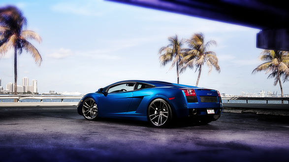 Обои на рабочий стол Синяя Ламборджини галарбо / Lamborghini gallardo