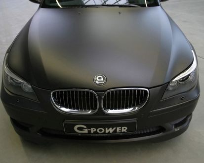 Обои на рабочий стол Черный матовый БМВ М5 / BMW M5 тюнингованный компанией джи пауэр / G-POWER