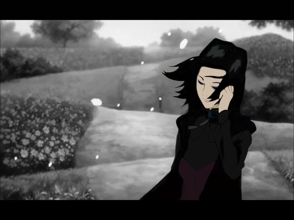 Обои для рабочего стола Рил Мэйер / Real Mayer из аниме Эрго Прокси / Ergo Proxy стоит на дороге, обдуваемая ветром