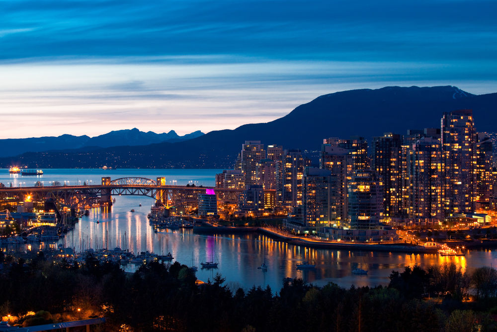 Обои для рабочего стола Ночной Ванкувер, Канада / Vancouver, Сanada