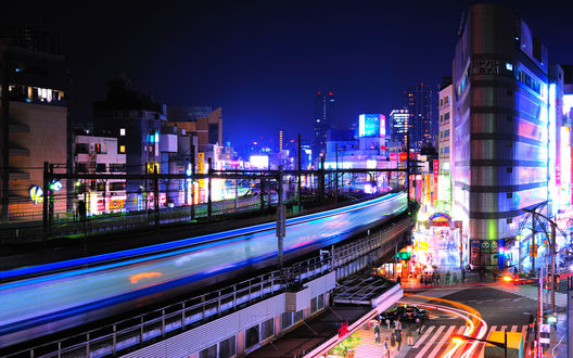 Обои на рабочий стол Ночь в Токио, Япония / Tokio, Japan
