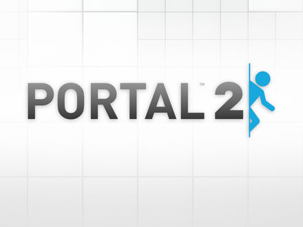 Обои на рабочий стол Логотип игры Portal 2 / Портал 2 с синим человечком