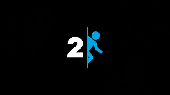Обои на рабочий стол Игра Portal 2 / Портал 2, синий человечек и цифра 2 на логотипе