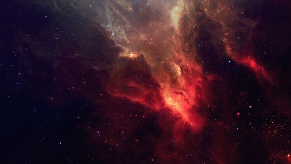 Обои на рабочий стол Красная космическая туманность
