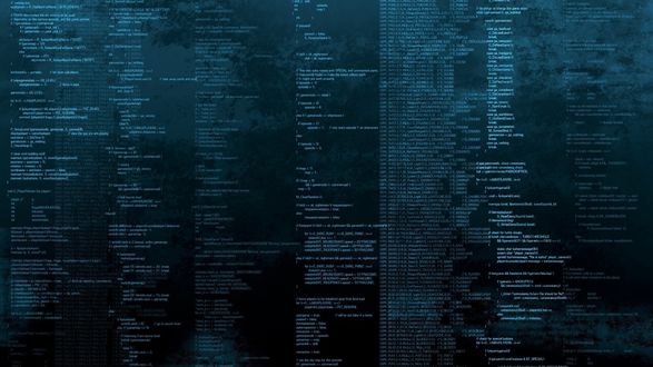 Обои на рабочий стол Текст компьютерной программы на темно-синем фоне