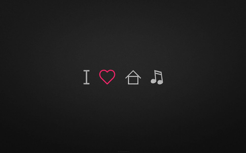 Обои для рабочего стола Фраза знаками 'I love home music' / 'Я люблю музыку'