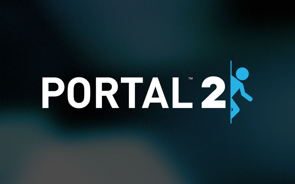 Обои для рабочего стола Логотип игры Portal 2 / Портал 2 с синим человечком