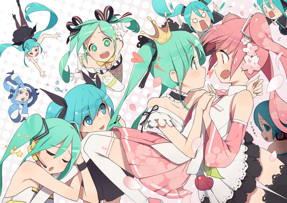 Обои для рабочего стола Такая разная вокалоид Хатсуне Мику / vocaloid Hatsune Miku