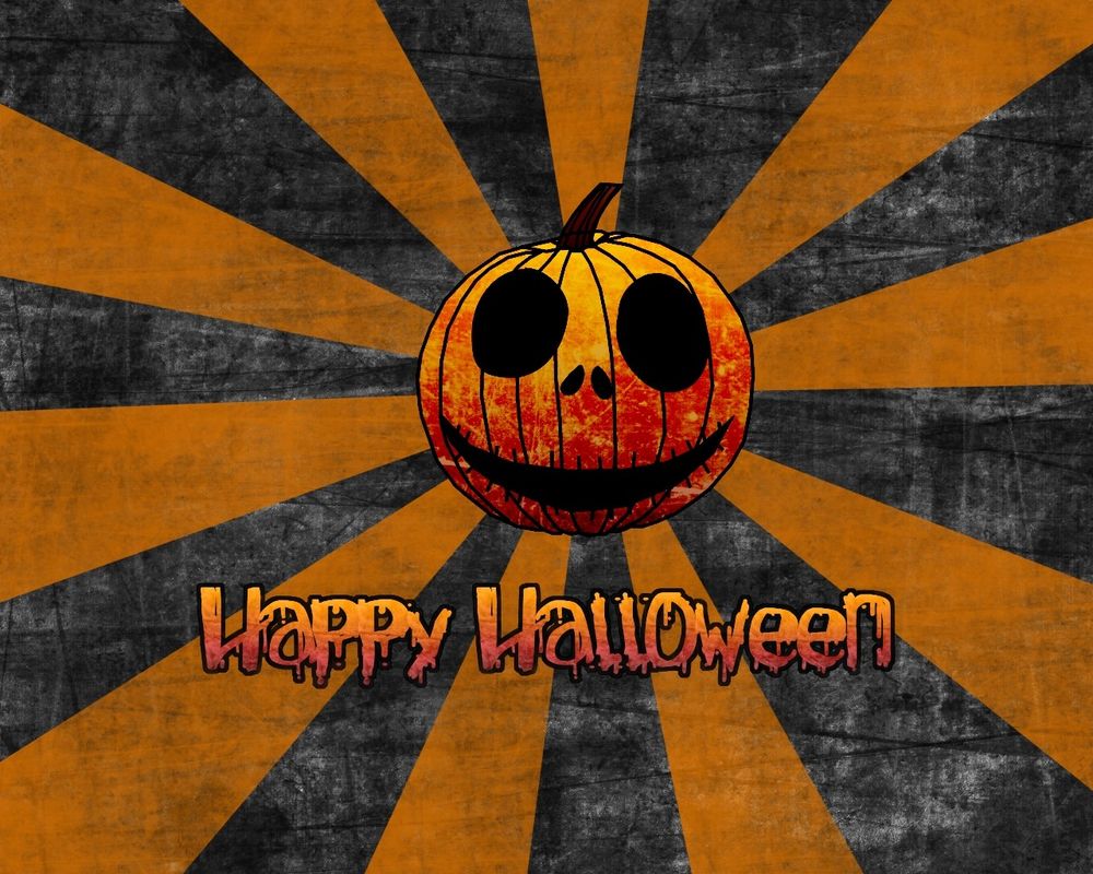 Обои для рабочего стола Зловеще улыбающаяся тыква (Happy Halloween / счастливого хеллоуина)
