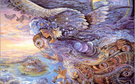 Обои на рабочий стол Картина художницы Жозефины Уолл / Josephine Wall - 'Королева ночи' / 'Queen of the Night'