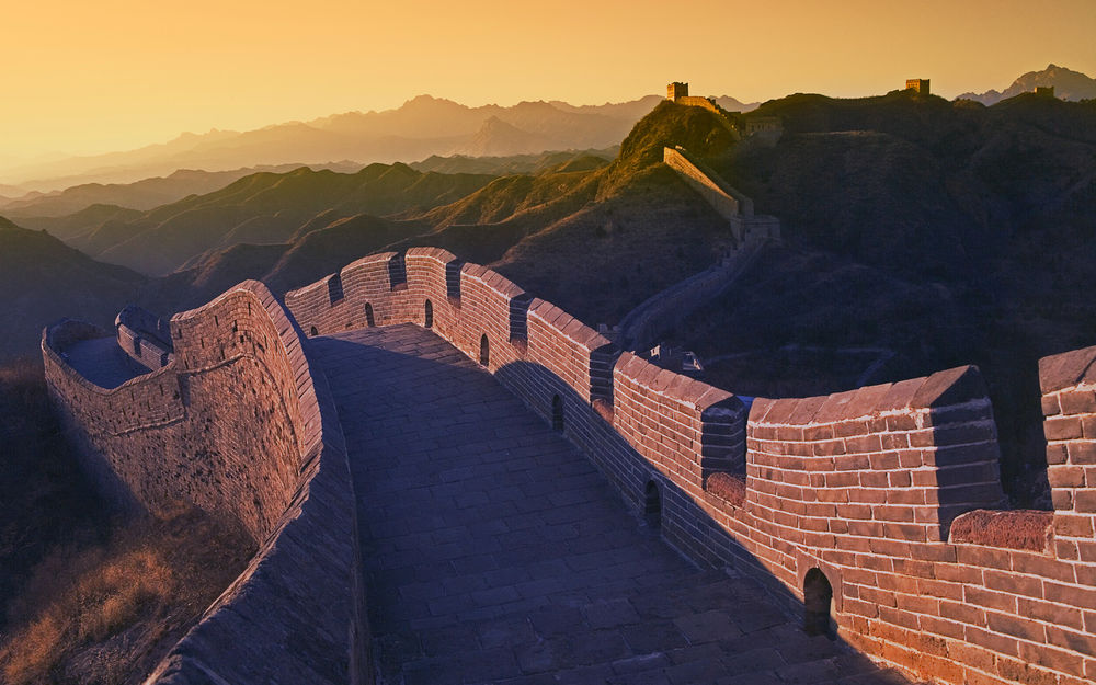 Обои для рабочего стола Великая стена на закате, Китай /China