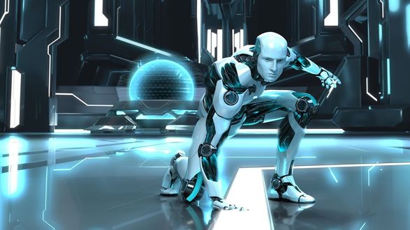 Обои на рабочий стол Робот, рекламирующий антивирус Eset nod32