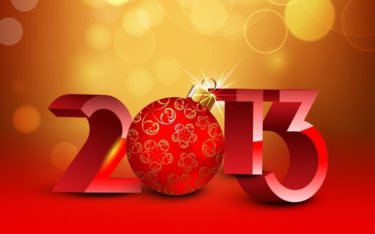 Обои на рабочий стол Новый 2013 год, красный елочный шар