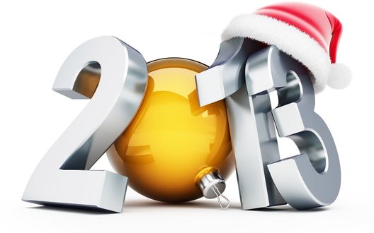 Обои на рабочий стол Надпись 2013 с желтым шариком вместо нуля 