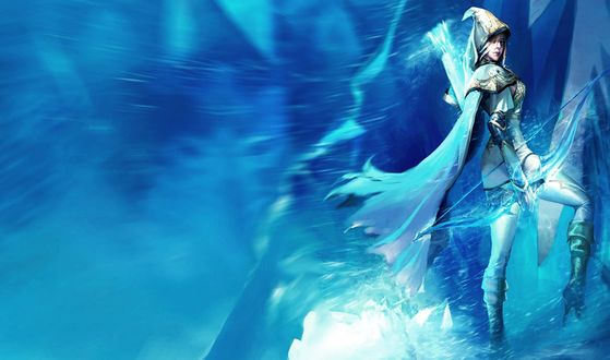 Обои на рабочий стол Аше / Ache из игры Лига Легенд / League of  Legends смотрит на вас из-за спины