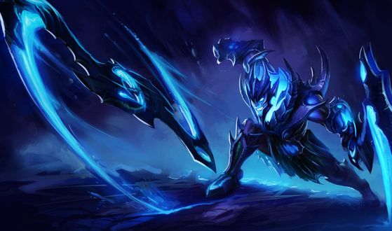 Обои на рабочий стол Дравен  / Draven из игры Лига Легенд / League of  Legends метнул своё оружие