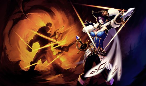 Обои на рабочий стол Фиора / Fiora из игры Лига Легенд / League of  Legends направила в сторону свой кинжал