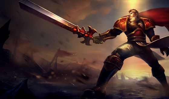 Обои на рабочий стол Гарен / Garen из игры Лига Легенд / League of  Legends на поле боя