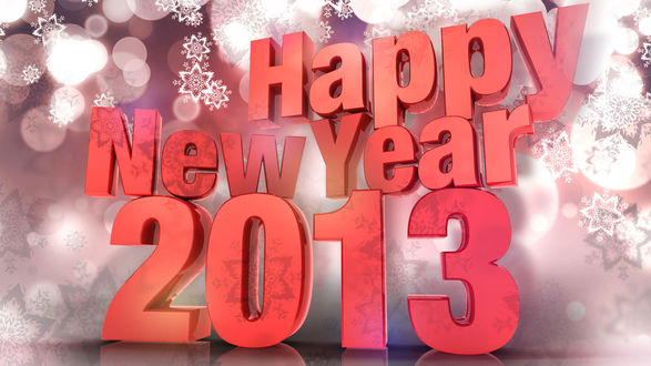 Обои на рабочий стол Новый 2013 год на фоне снежинок, Happy New Year 2013