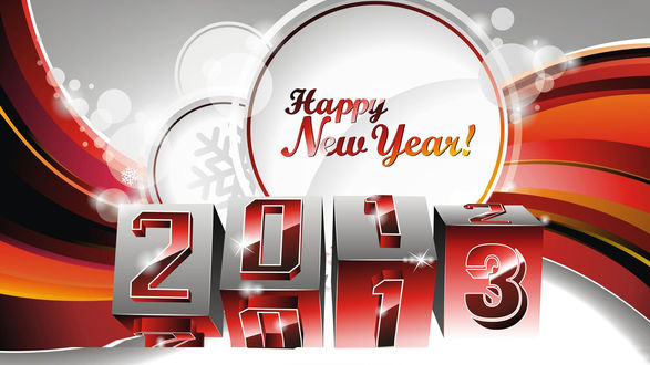 Обои на рабочий стол 2013 написано на переворачивающихся кубиках (Happy New Year / Счастливого Нового Года)
