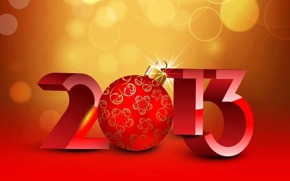 Обои для рабочего стола Новый 2013 год, красный елочный шар
