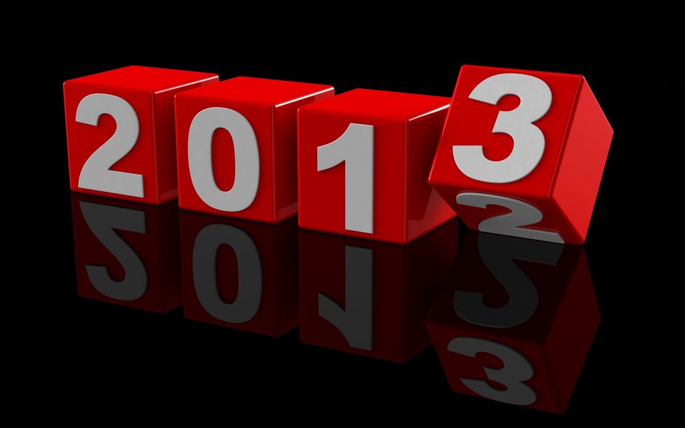 Обои для рабочего стола Надпись 2013 на красных кубиках