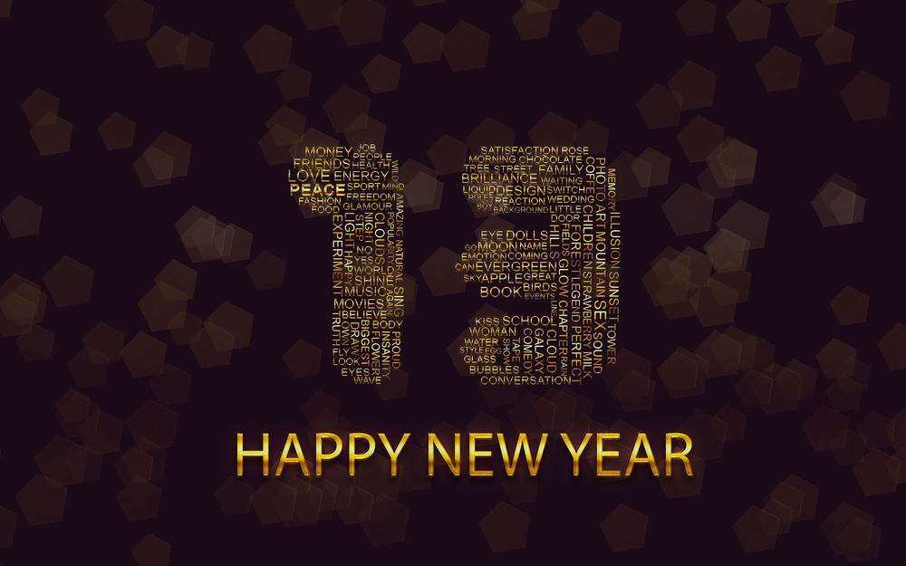Обои для рабочего стола Цифры 13 сложены из фраз (Happy New Year)