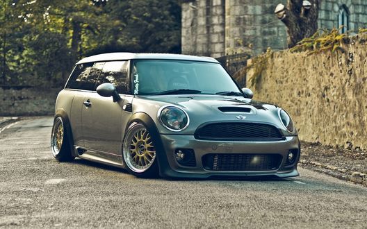 Обои на рабочий стол Тюнингованый серый Мини Купер / Mini Cooper