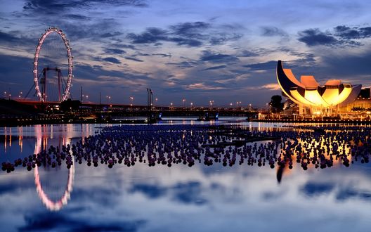 Обои на рабочий стол Колесо обозрения, Сингапур / Singapore