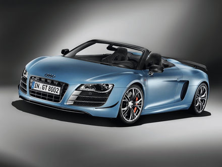 Обои на рабочий стол Audi R8 / Ауди Р8 небесно-голубого цвета