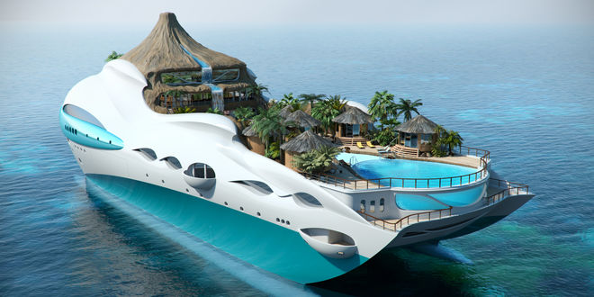 Обои на рабочий стол Модель концептуального проекта Яхта-остров / Yacht Island