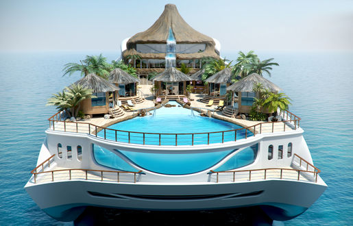 Обои на рабочий стол Модель концептуального проекта Яхта-остров / Yacht Island, фронтальный вид