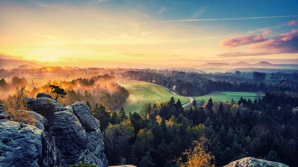 Обои на рабочий стол Национальный парк Саксонская Швейцария в Германии / Germany