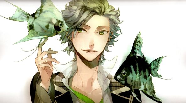 Обои на рабочий стол Знаки зодиака в стиле аниме: Рыбы / Peixes - Kanata Nanami / Нанами Каната из аниме Звёздное Небо / Starry&;Sky