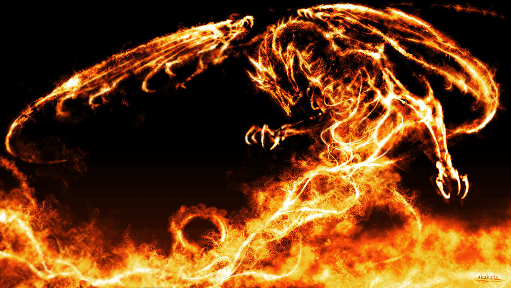 Обои для рабочего стола Огненный дракон / Fire Dragon (akakatta)