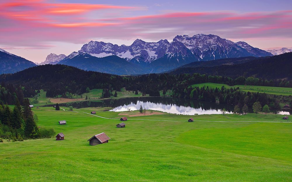 Обои для рабочего стола Панорама на Альпийские горы / Alpen, Германия / Germany