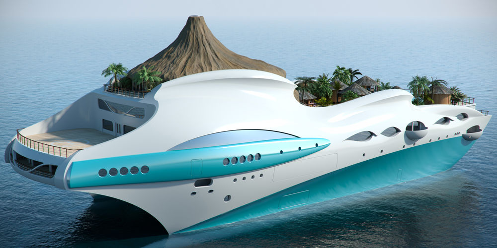 Обои для рабочего стола Модель концептуального проекта Яхта-остров / Yacht Island