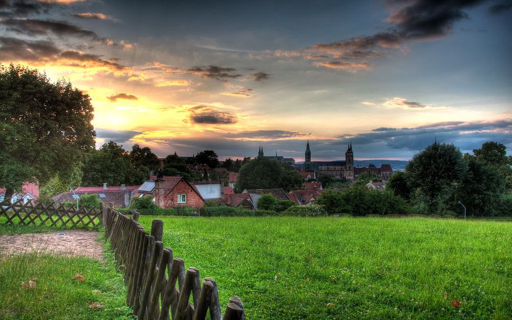 Обои для рабочего стола Вид на вечерний Бамберг / Bamberg, Бавария, Германия / Bavaria, Germany