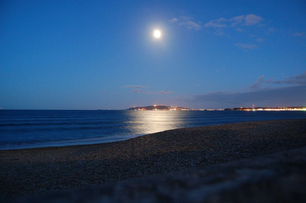 Обои для рабочего стола Остров Portland (Портланд) в лунном свете, Дорсет / Dorset