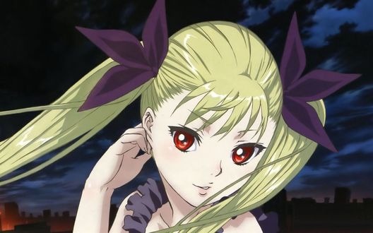 Обои на рабочий стол Мина Цепеш / Mina Tepes из аниме Танец на набережной вампиров / Dance in the vampire bund на фоне ночного города