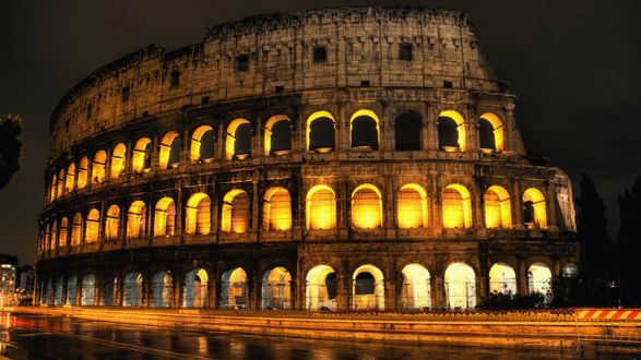 Обои на рабочий стол Италия / Italy, Рим / Roma, Коллизей / Colosseo ночью