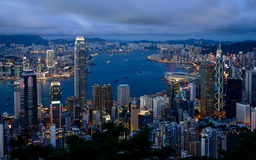 Обои на рабочий стол Ночной Гонконг, Китай / Hong Kong, China