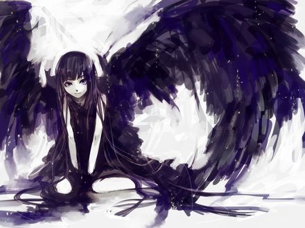 Обои на рабочий стол Dark Angel / Темный Ангел, арт мангаки Аошики / art by Aoshiki
