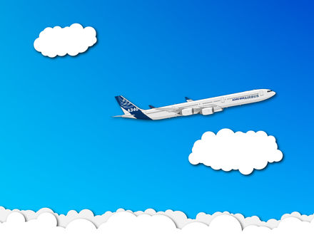 Обои на рабочий стол Самолет на фоне неба и облаков (AIRBUS A340-600)