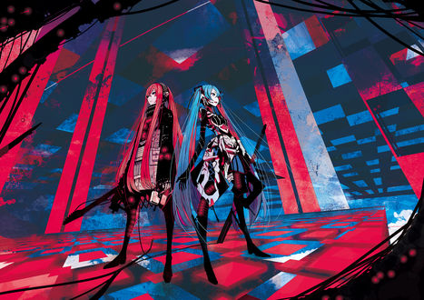 Обои на рабочий стол Vocaloid Megurine Luka / Вокалоиды Мегурине Лука и Мику Хатсуне / Hatsune Miku