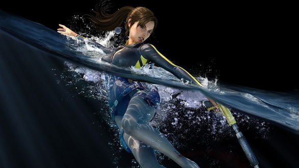 Обои на рабочий стол Лара Крофт / Lara Croft в воде