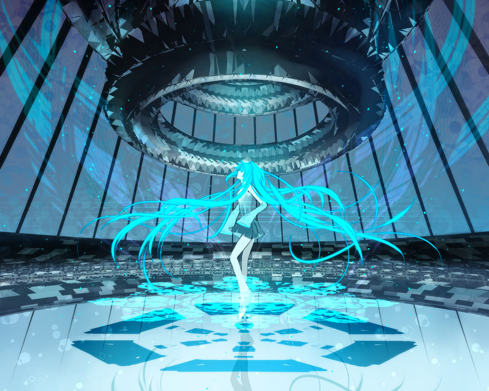 Обои для рабочего стола Vocaloid Hatsune Miku / Вокалоид Хацунэ Мику, арт мангаки Аошики / art by Aoshiki