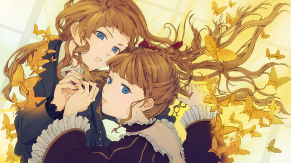 Обои на рабочий стол Беатриче / Beatrice из аниме ''Когда плачут чайки'' / ''Umineko no Naku Koro ni'' и ее второе 'я'