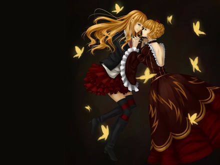 Обои на рабочий стол Беатриче / Beatrice из аниме ''Когда плачут чайки'' / ''Umineko no Naku Koro ni'' и ее второе 'я'